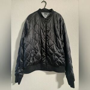 Blanc Noir Reversible Bomber Jacket in Houndstooth/Black Women’s size Large